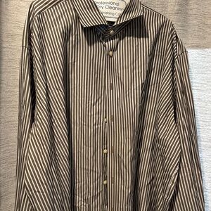 Thomas Dean Black and White Casual Button Down Shirt